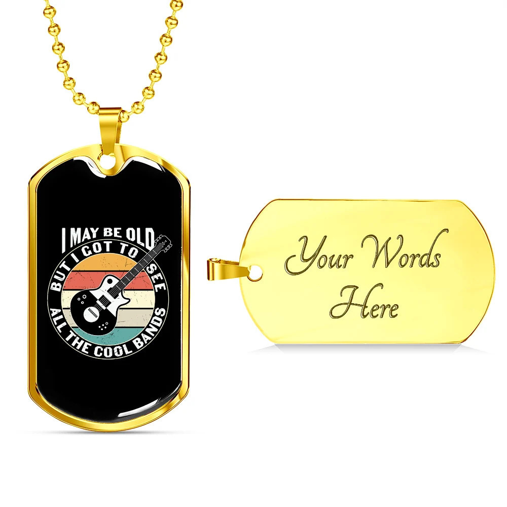 Musician Necklace May Be Old Personalized Engraved Gold Dog Tag Necklace Custom